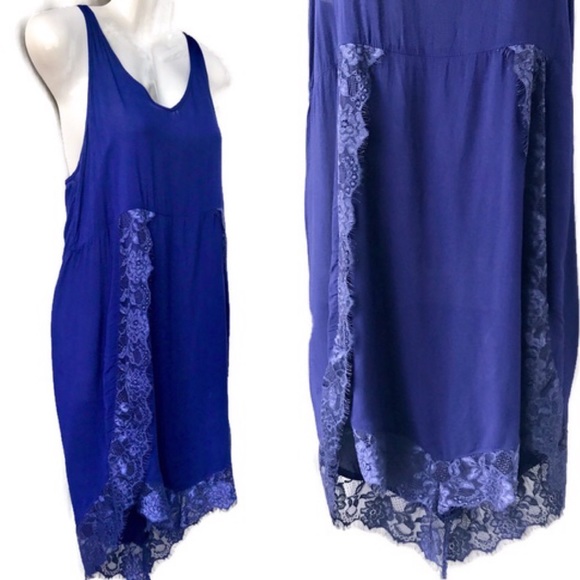 Free People Intimately Royal Blue Lace Dress, Lrg - Picture 2 of 8